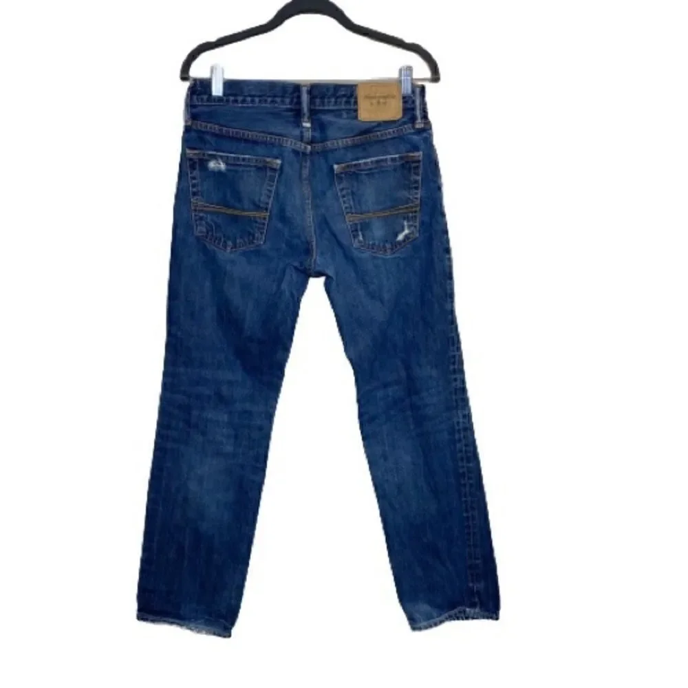 Abercrombie & Fitch button fly slim straight distressed jeans 30 X 30